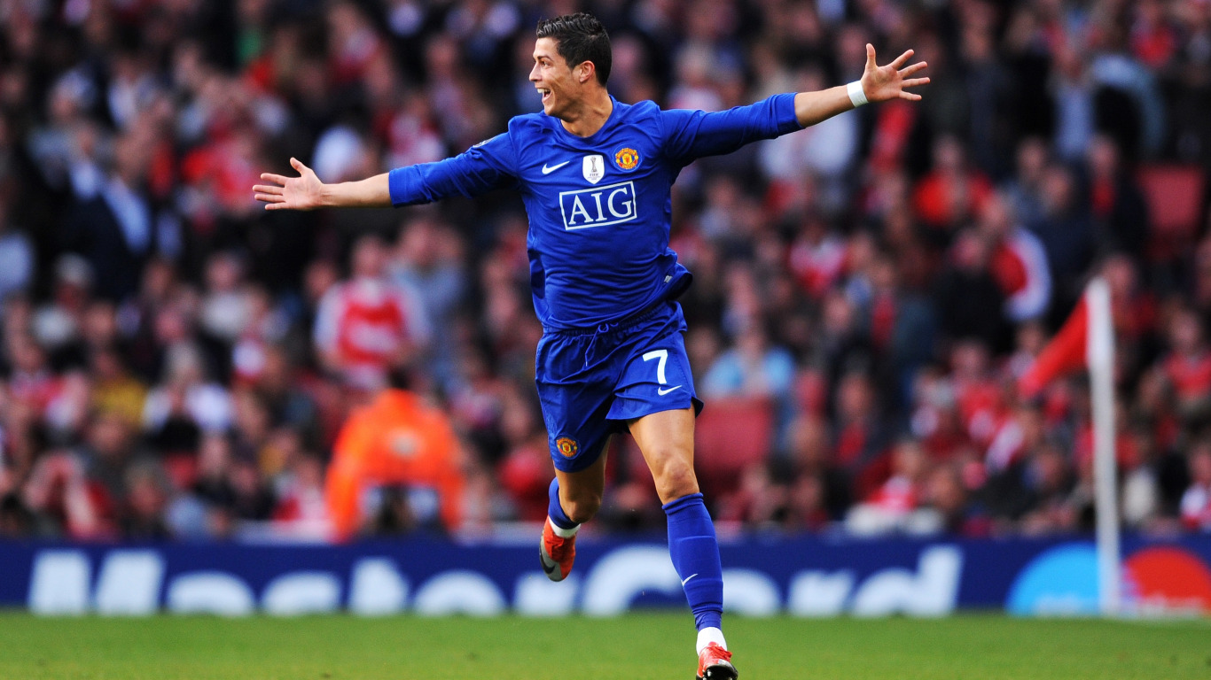 Download wallpaper Cristiano Ronaldo, stadium, Manchester United, Old  Trafford, AIG, section sports in resolution 1366x768