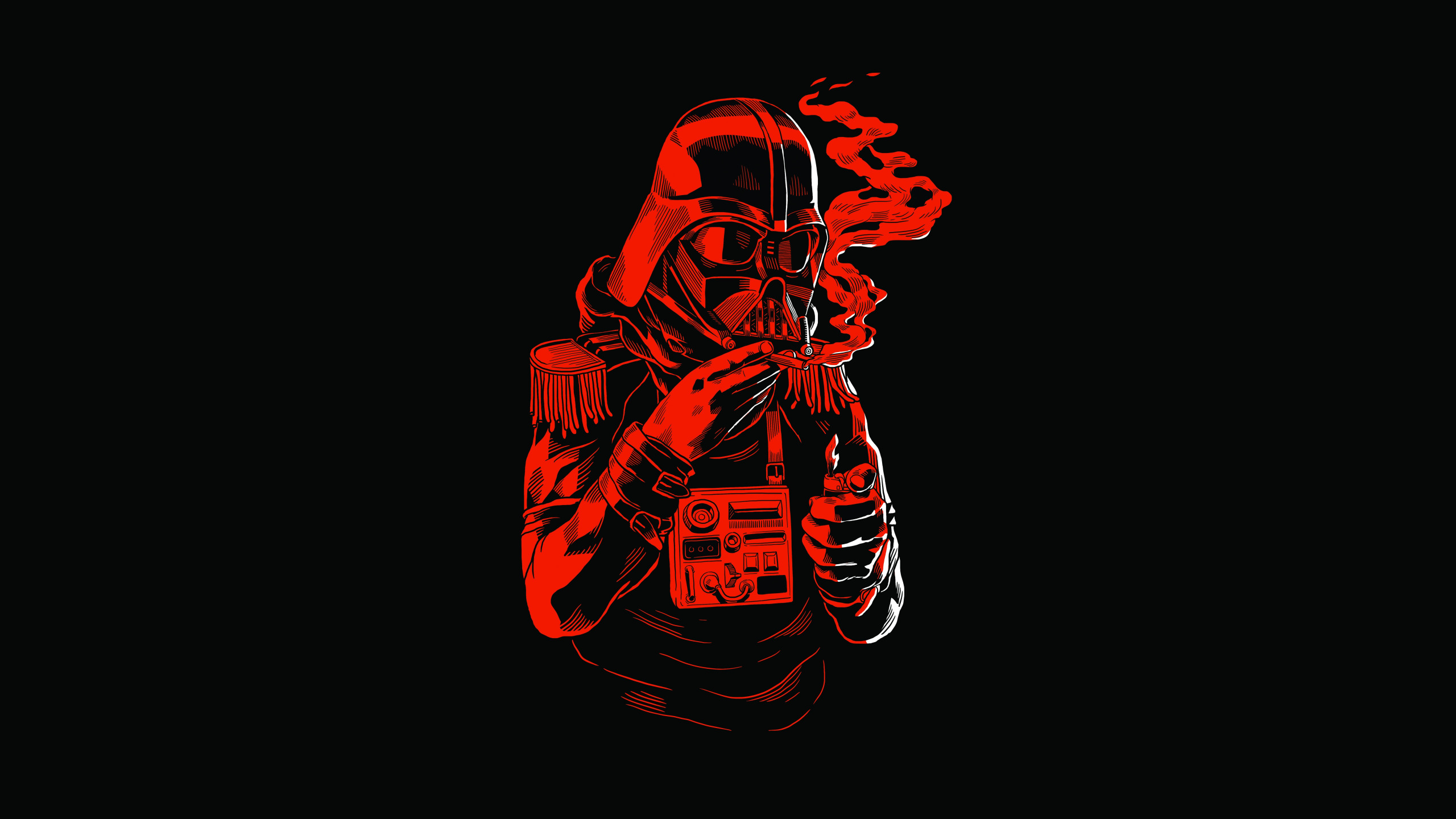 Download wallpaper red, black, buttons, lighter, Dark Vader, Star Wars  helmet, cigariilo, fringes, section minimalism in resolution 2560x1440