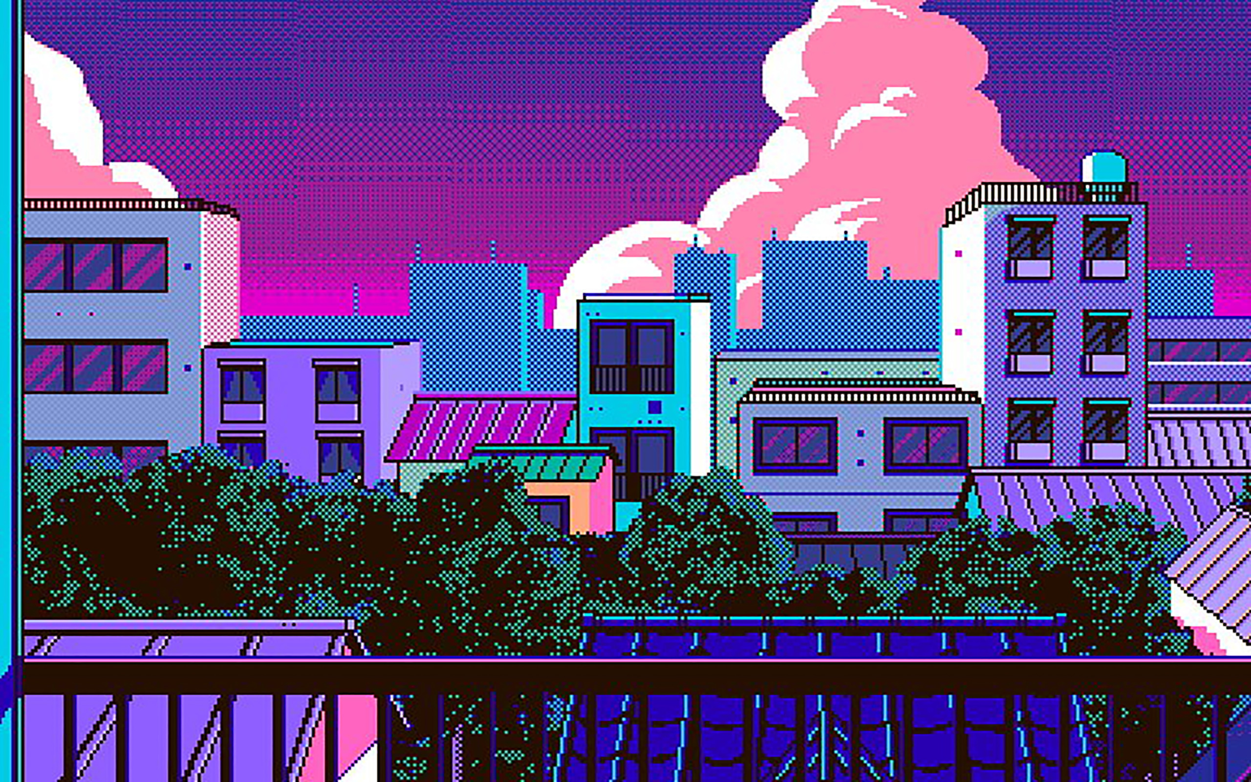 Download wallpaper city, anime, 8-bit, section city in resolution 2560x1600