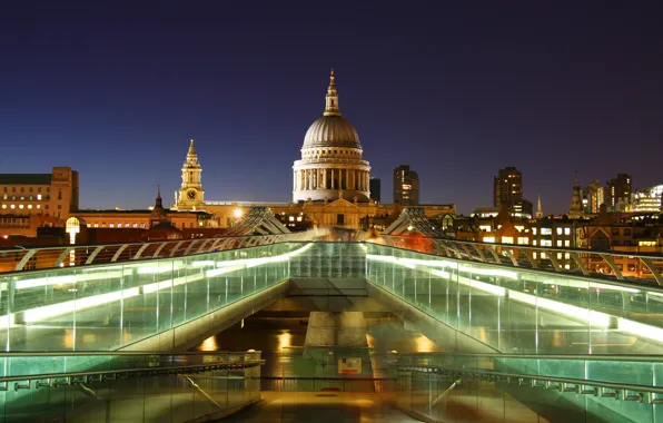 Picture water, bridge, lights, lights, England, London, building, the evening, Europe, UK, bridge, water, Europe, evening, …