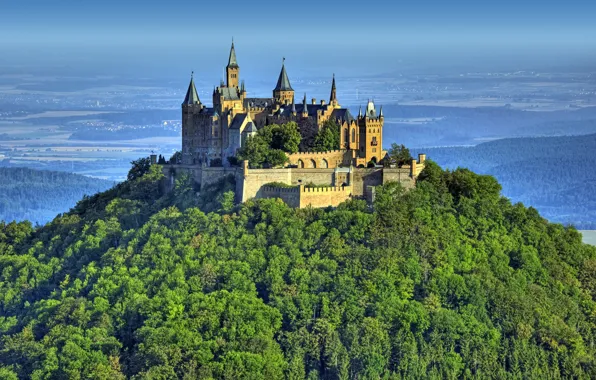 Picture forest, landscape, nature, height, mountain, Germany, Castle, fortress, Castle, Hohenzollern, Burg, Hohenzollern