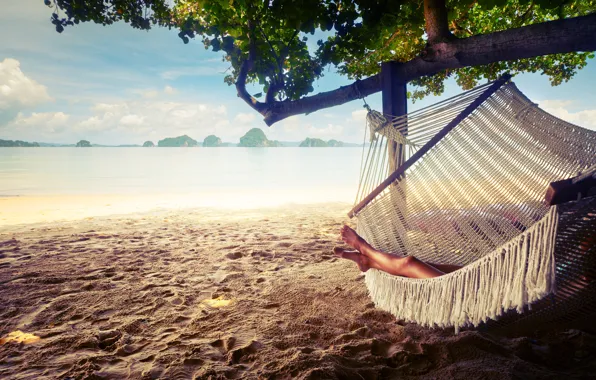 Wallpaper sand, hammock, resting, relaxing images for desktop, section  праздники - download