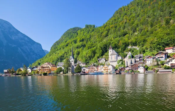 Picture mountains, lake, home, Austria, Alps, Austria, Hallstatt, Hallstatt