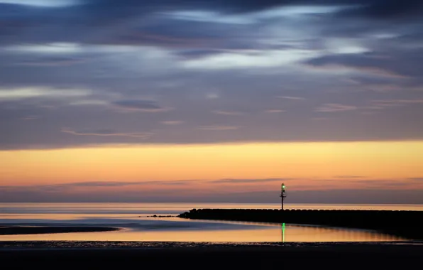 Picture sea, the sky, sunset, clouds, shore, coast, England, the evening, pierce, UK