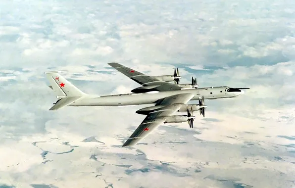 Picture the sky, the plane, art, strategic, Soviet, turboprop, Intercontinental, Tu-95, bomber bomber