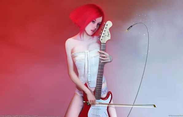 Picture Guitar, wire, corset, bow