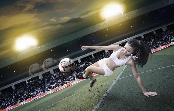 Picture girl, football, sport, the ball