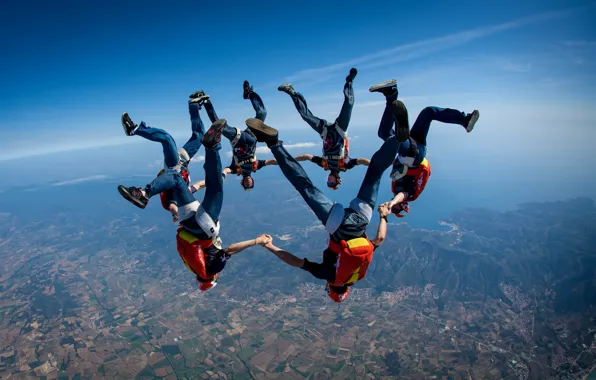 Picture freestyle, skydiving, skydivers, headdown, extreme sport, freefly, freeflying