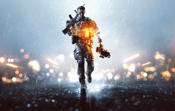 Picture lights, weapons, rain, soldiers, helmet, equipment, helmet, the vest, Electronic Arts, DICE, Battlefield 4, EA …