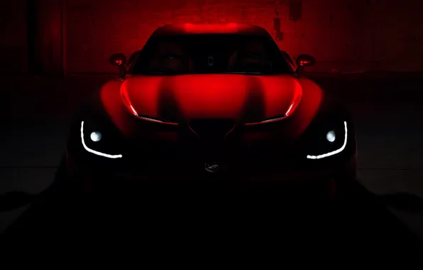 Picture roof, red, darkness, lights, the hood, Dodge, Dodge, supercar, twilight, Viper, the front, GTS, Viper, …