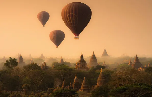 Picture the sky, balloons, Myanmar, temples, the ancient capital, pagoda, Pagan