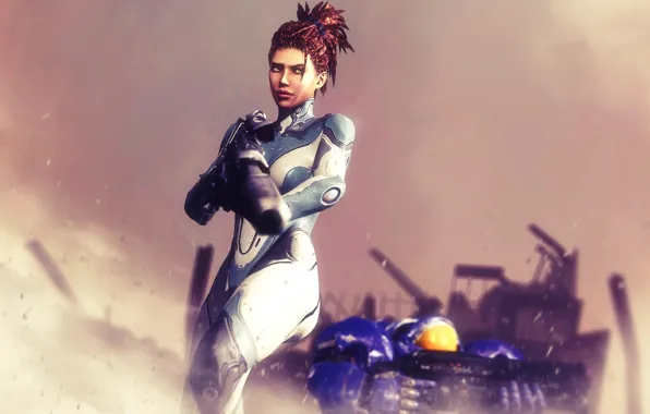 Picture Terran, StarCraft 2, Sarah Kerrigan, human, Powered Combat Suit