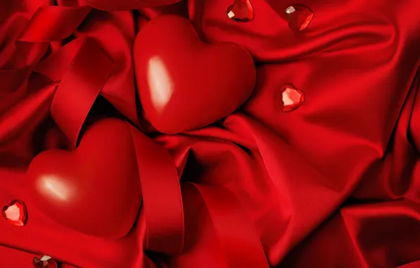 Picture love, heart, red, love, heart, romantic, silk, Valentine's Day