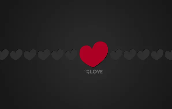 Picture Love, Minimalism, Black, Love, Heart, Hearts, Background, The inscription, One, Words, Text, My, One