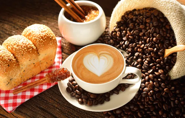 Picture love, heart, coffee, milk, Cup, love, heart, cocoa, coffe