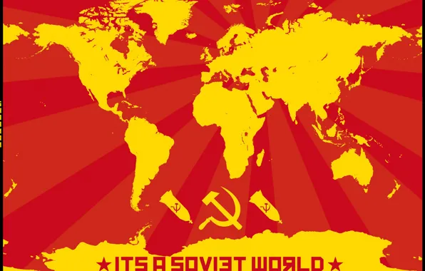 Picture star, hammer, world map, communism, bombs, hammer