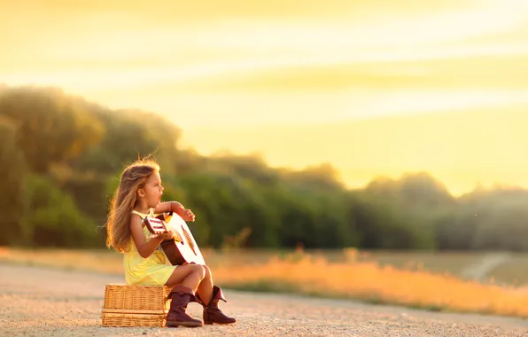 Picture guitar, girl, song, Country Blues