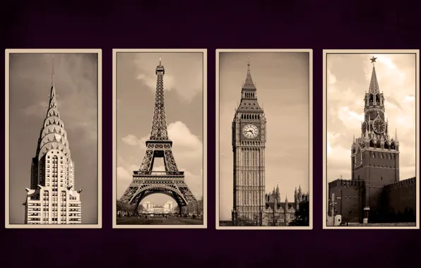 Picture city, Paris, New York, Moscow, London