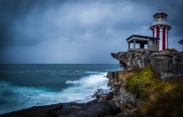 Picture the ocean, rocks, coast, lighthouse, Australia, Sydney, Sydney, New South Wales, Hornby Lighthouse