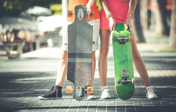 Picture people, feet, sport, woman, male, Board, skate, bridge, skateboard, longboard, hobby