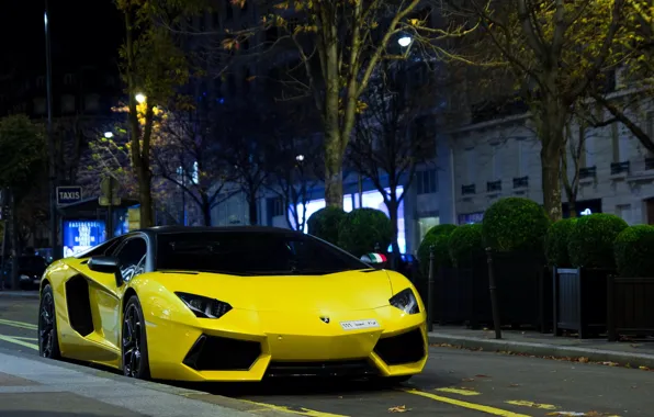 Picture Lamborghini, supercar, paris, france, Yellow, LP700-4, Aventador, exotic