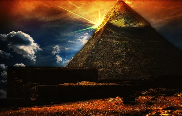 Picture the sky, the sun, pyramid, Egypt, architecture, Egypt