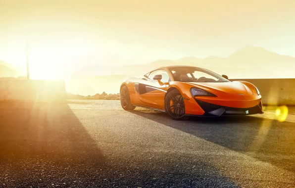 Picture McLaren, Orange, Race, Power, Front, Supercar, Track, 570S