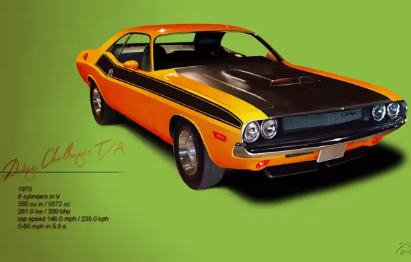 Picture power, Dodge, Challenger, classic, 1970, muscle