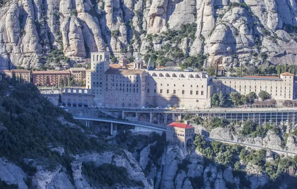 Picture mountains, rocks, Spain, Spain, Catalonia, Catalonia, Montserrat Monastery, Santa Maria de Montserrat