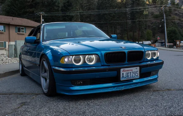 Picture BMW, blue, 7series, E38