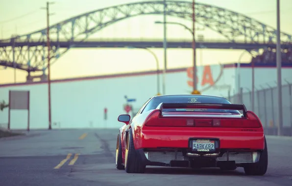 Picture car, machine, tuning, back, desktop, red, car, red, jdm, tuning, wallpapers, acura, nsx, Acura, automobiles