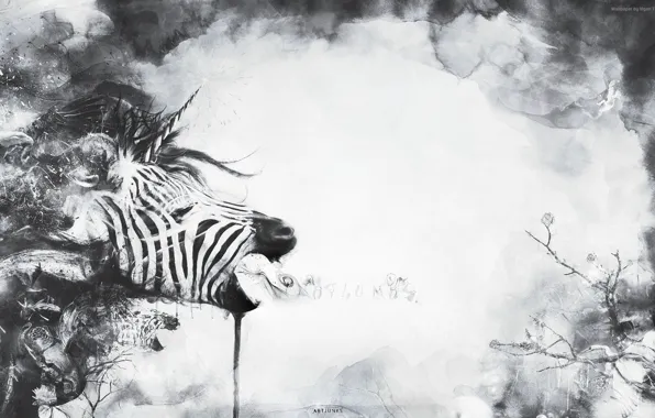 Picture abstraction, plant, Zebra, unicorn