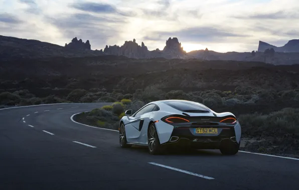 Picture car, auto, the sky, McLaren, wallpaper, white, rear view, road, sky, beautiful, 570GT