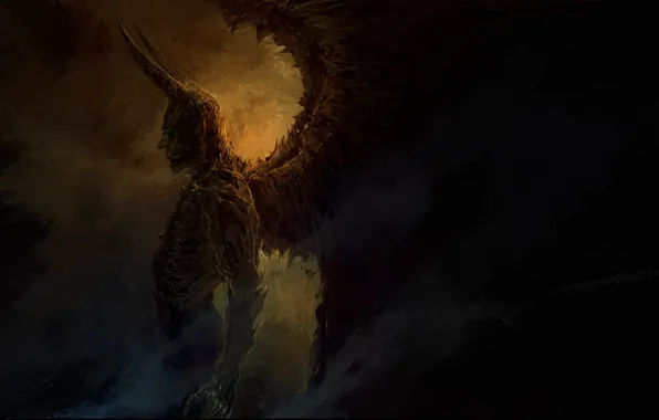 Picture darkness, wings, the demon, art, horns