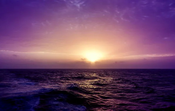 Picture sea, wave, the sky, the sun, sunset