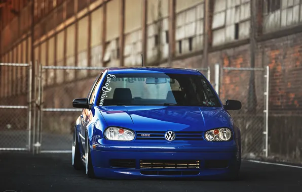 Picture blue, tuning, volkswagen, Golf, golf, the front, gti