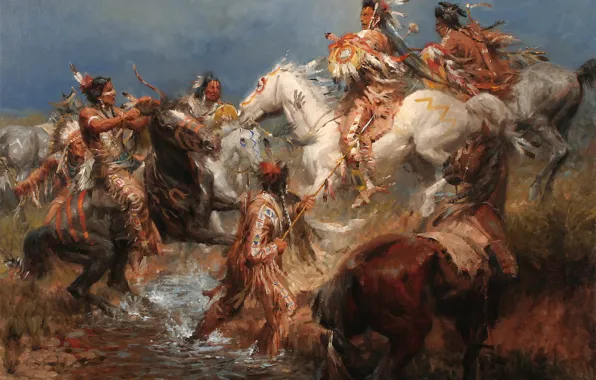 Picture picture, painting, painting, 1831, A Clash Between the Crow and the Sioux, Andy Thomas