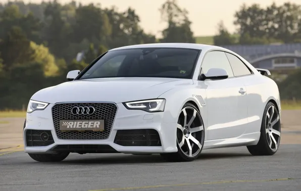 Picture white, background, Audi, tuning, coupe, Audi, drives, Coupe, tuning, the front, S-Line, Rieger