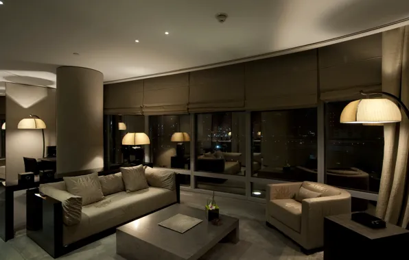 Picture design, style, room, sofa, interior, chair, apartment, dark, leather