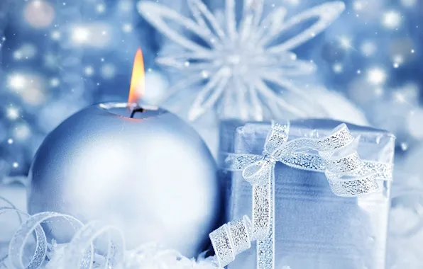 Picture gift, candle, blue, Snowflake