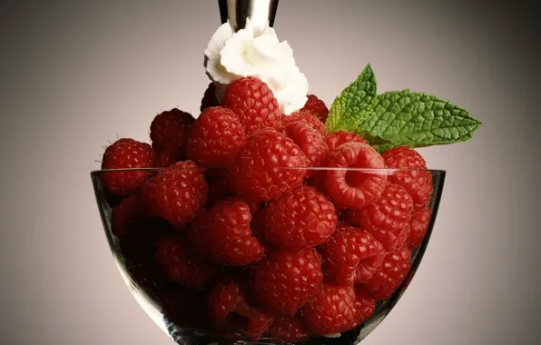 Picture raspberry, bowl, cream