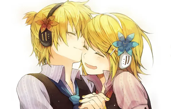 Picture smile, vocaloid, two, kagamine rin, Vocaloid, kagamine len