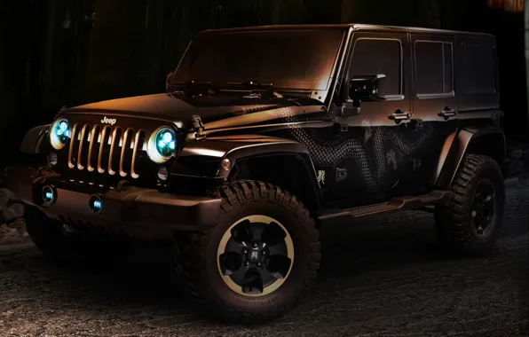 Picture lights, Dragon, concept, SUV, the concept, Jeep, twilight, Dragon, the front, Wrangler, Ringler, Jeep