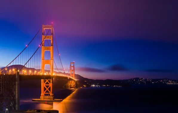 Picture the sky, night, bridge, lights, lighting, backlight, CA, San Francisco, Golden Gate, USA, USA, Golden …
