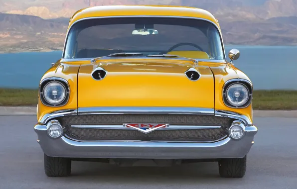 Picture retro, Yellow, Chevrolet, Machine, The hood, Chevrolet, Lights, The front, project X
