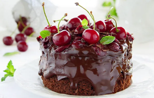 Picture food, chocolate, cake, cake, cake, cream, dessert, food, cherry, sweet, chocolate, cream, dessert, cherries