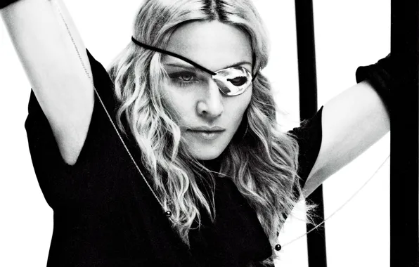 Picture black and white, headband, madonna, Madonna