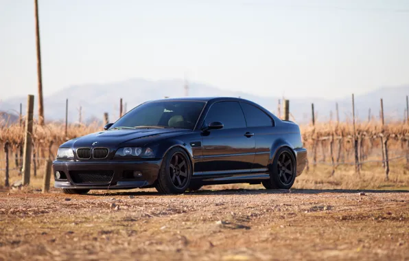 Picture the sky, black, bmw, BMW, shadow, black, front view, e46