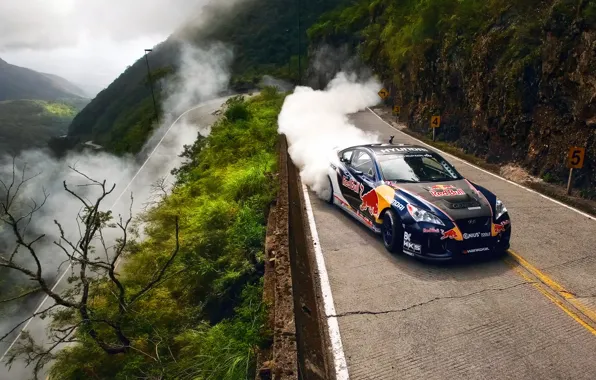 Picture road, machine, smoke, dust, drift, Hyundai, Brazil, Red Bull Drifting Extreme