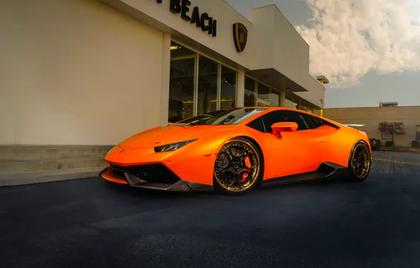 Picture Lamborghini, Orange, Front, Color, Supercar, Wheels, ADV.1, Huracan, LP610-4